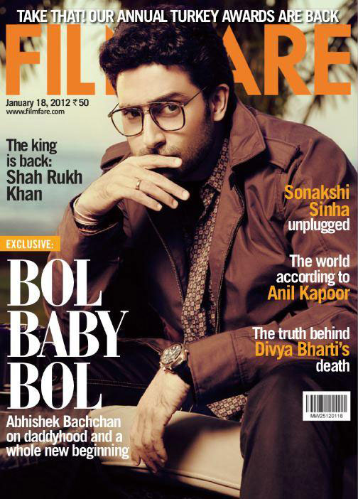 Abhishek Bachchan on the cover of Filmfare January 2012