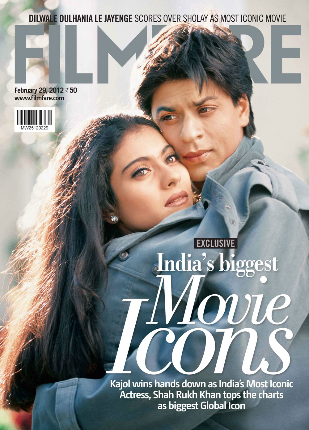 Shahrukh Khan and Kajol on the cover of Filmfare - February 2012