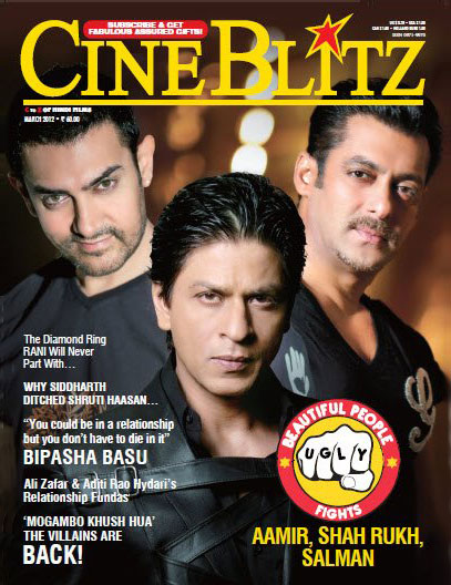 Aamir Khan, Shahrukh Khan, Salman Khan on the cover of Cineblitz - March 2012