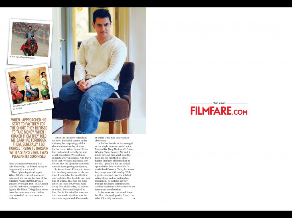 Aamir Khan on Filmfare Magazine