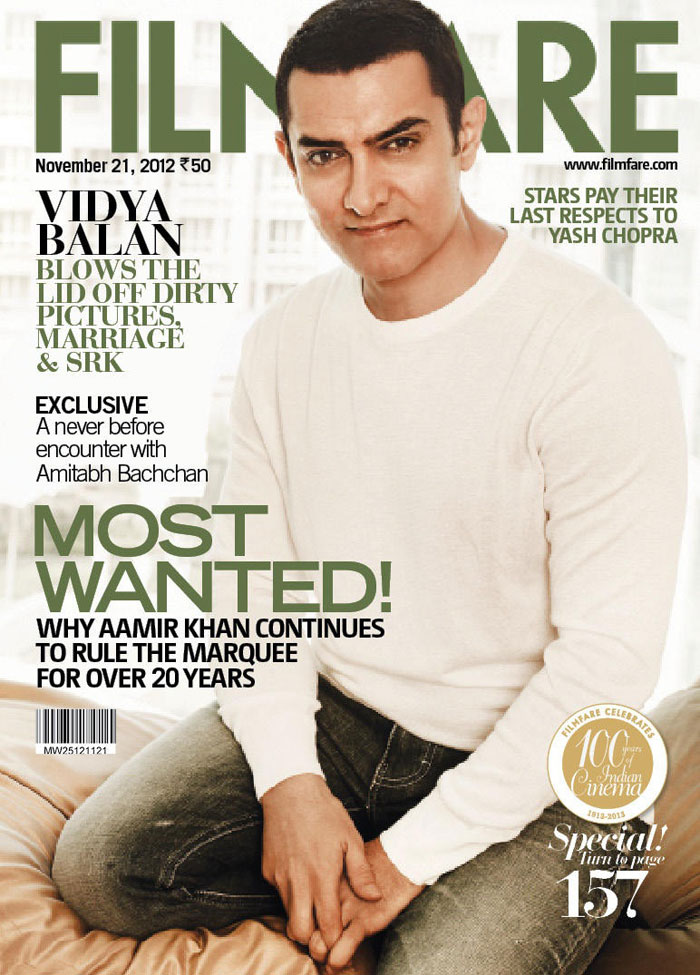 Aamir Khan on the cover of Filmfare - November 2012