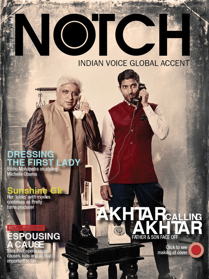 Javed Akhtar with son Farhan Akhtar on the cover of NOTCH