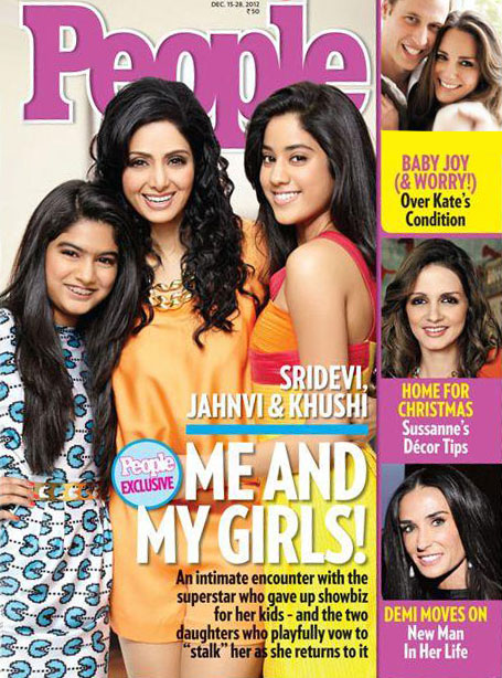 Sridevi with daughters Jhanvi and Khushi on the cover of People magazine