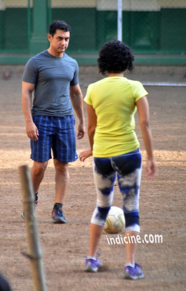 Aamir Khan plays football