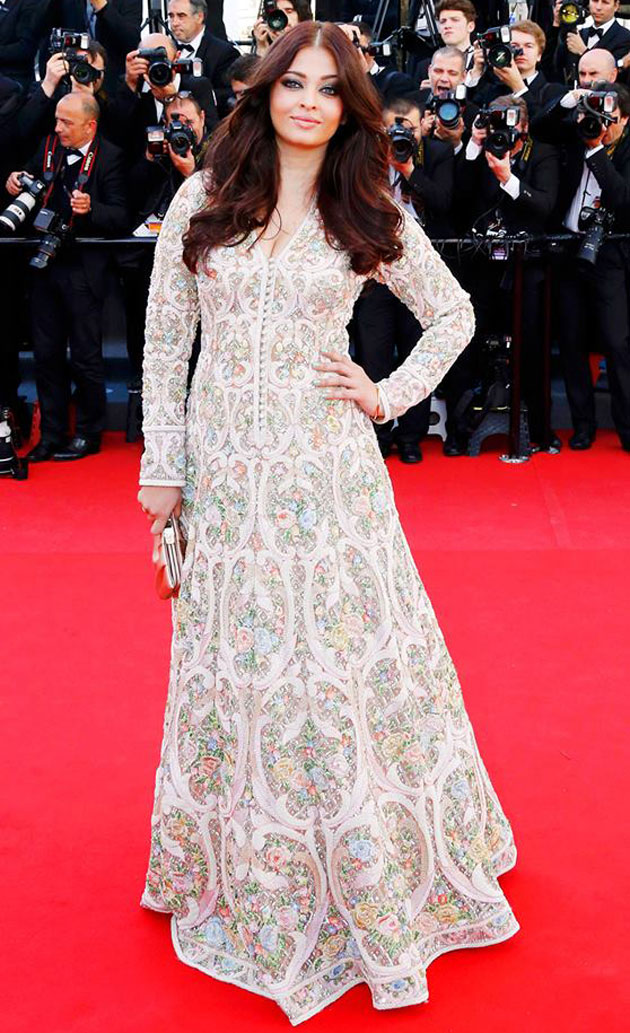 Aishwarya Rai walked the red carpet at Cannes in a white anarkali