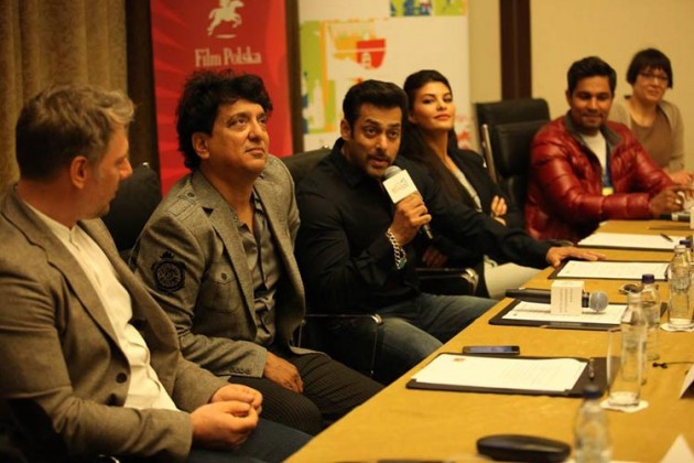 Salman Khan with Kick team at the press meet in Poland