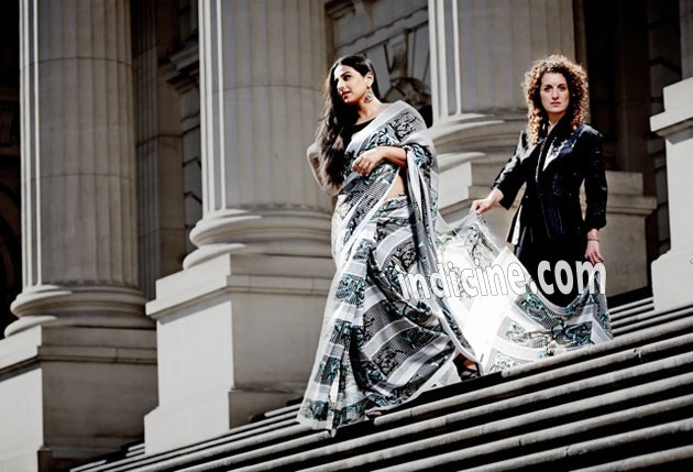 Vidya Balan in saree for Akira Isogawa and Susan Dimasi