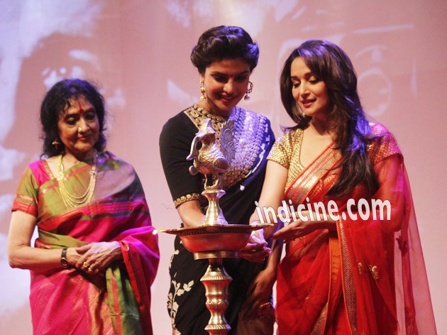Vyjayanthimala, Priyanka Chopra and Madhuri Dixit at Dilip Kumar’s biography launch