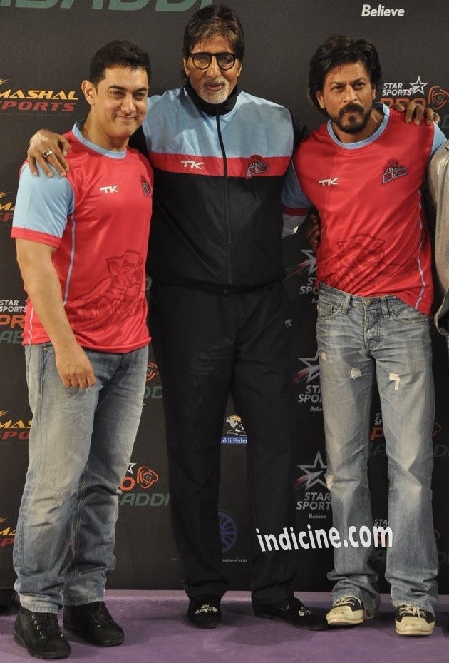 Aamir Khan, Amitabh Bachchan and Shahrukh Khan at Pro Kabbadi League