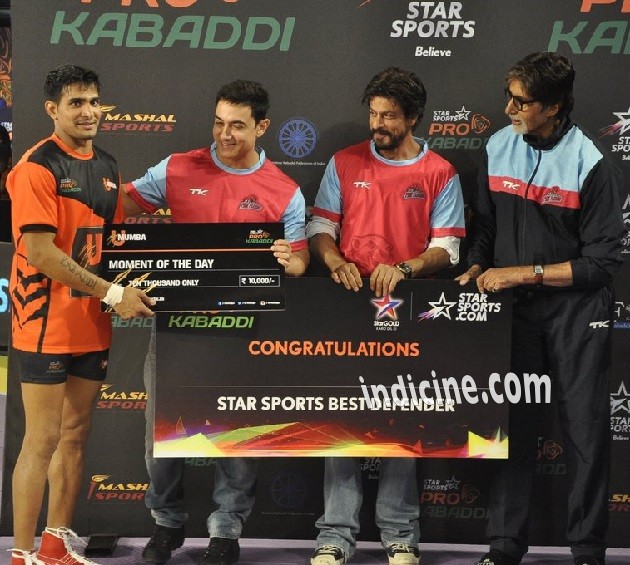 Aamir Khan, Shahrukh Khan and Big B at Pro Kabbadi League