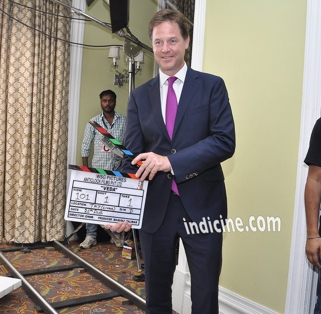 British Deputy Prime Minister Nick Clegg does mahurat shot of Onir’s Veda