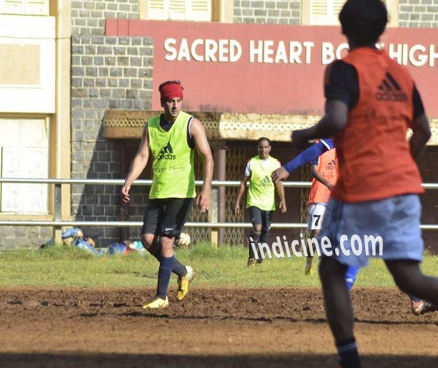 Ranbir Kapoor enjoys a game of soccer