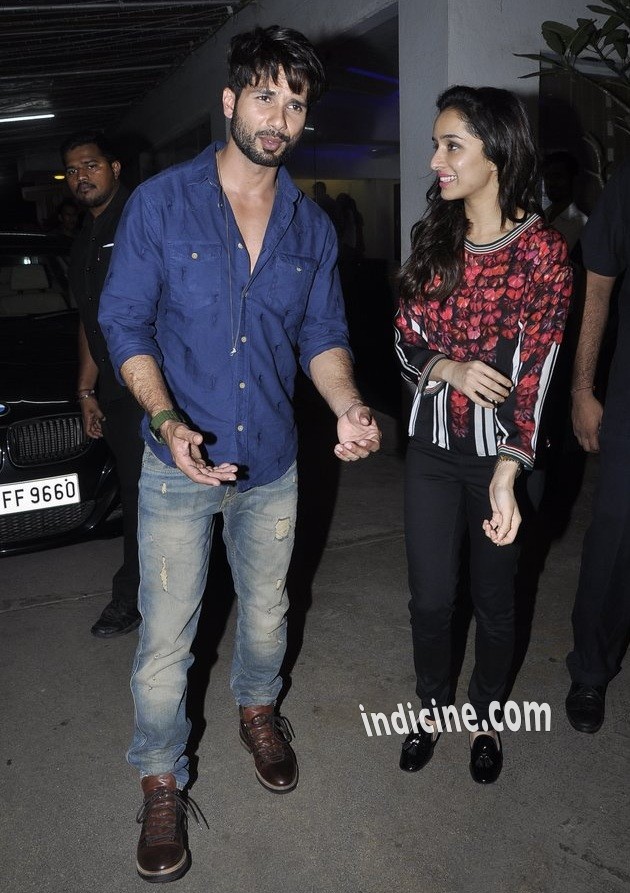 Shahid Kapoor, Shraddha Kapoor at Haider special screening at Sunny Super Sound