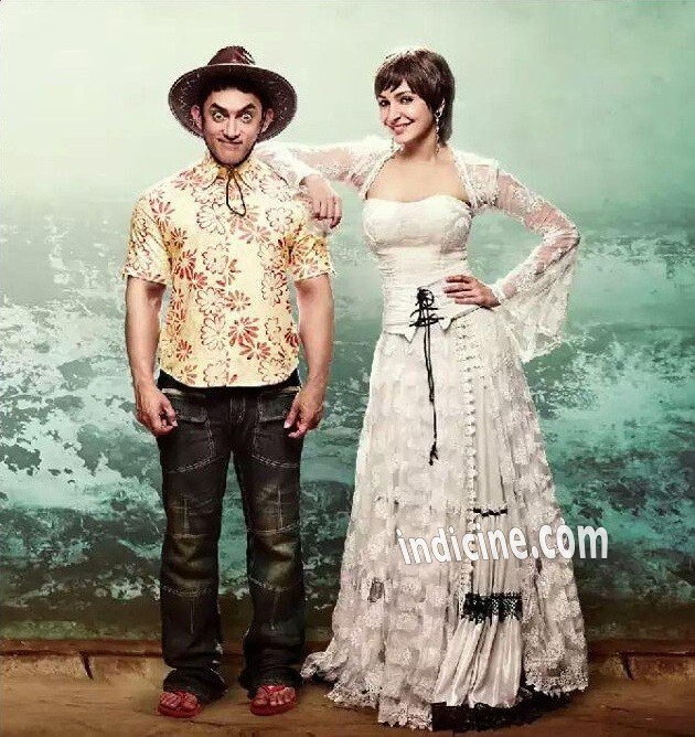 Aamir Khan and Anushka Sharma on PK poster