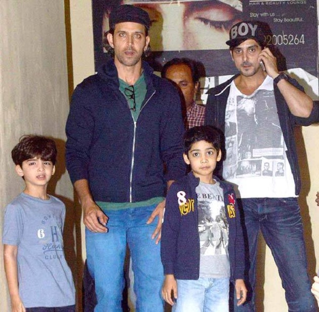 Hrithik Roshan and Zayed Khan Spotted with their Kids at PVR Juhu