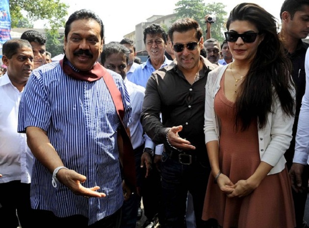 Mahinda Rajapaksa, Salman Khan and Jacqueline Fernandez