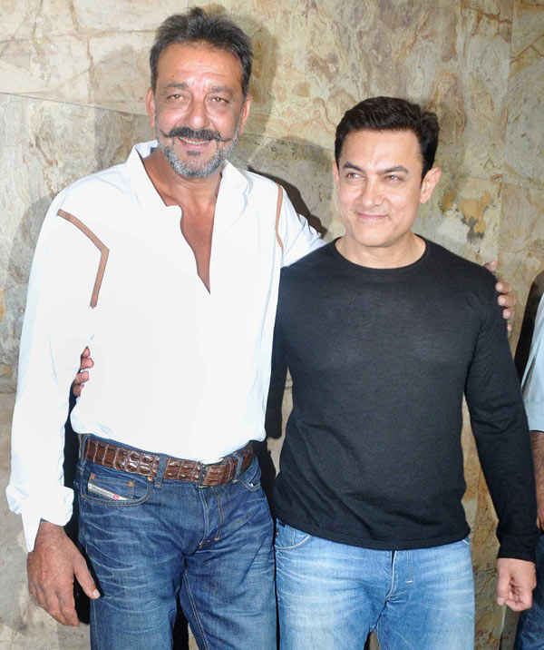 Sanjay Dutt, Aamir Khan at PK special screening