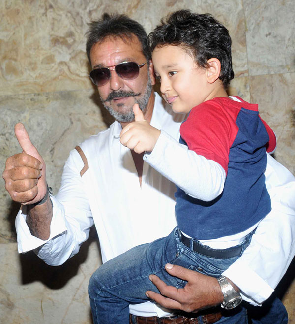 Sanjay Dutt with son Shahraan Dutt at special screening of PK