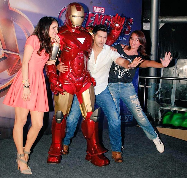 Shraddha Kapoor, Varun Dhawan and Sonakshi Sinha at the Premiere of Avengers Age Of Ultron