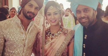 Shahid Kapoor, Mira Rajput pose for photographers after their wedding