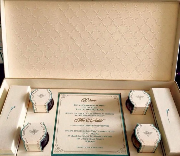 Shahid Kapoor and Mira Rajput's wedding invitation