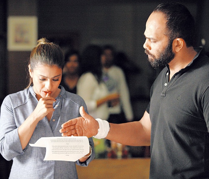 Kajol and Rohit Shetty on the sets of Dilwale