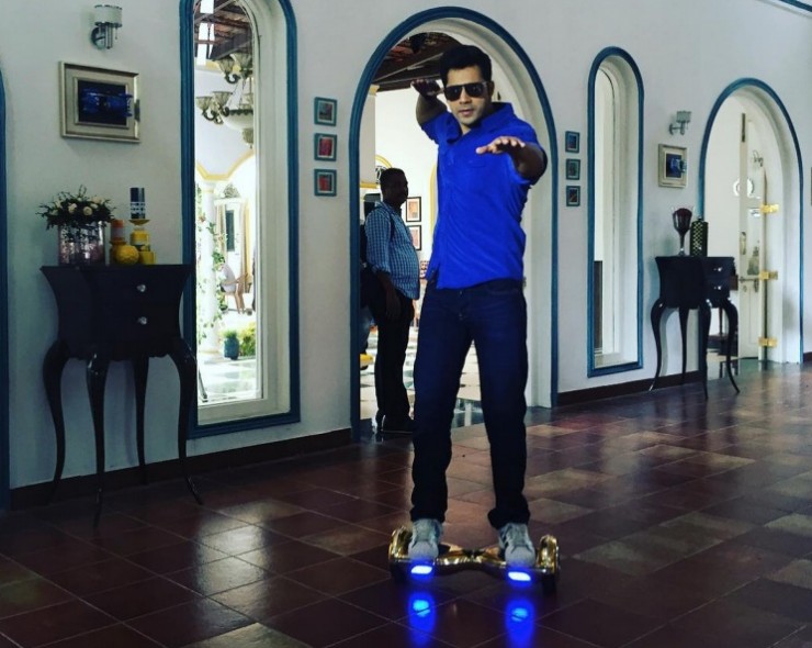 Varun was trying out his new toy on the sets of Dilwale