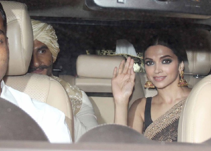 Deepika Padukone with Ranveer Singh at Bachchan Diwali bash
