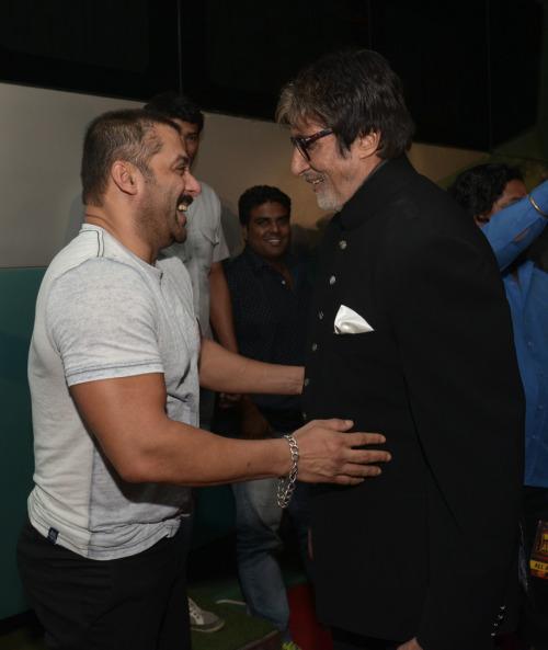 Amitabh Bachchan and Salman Khan share a light moment