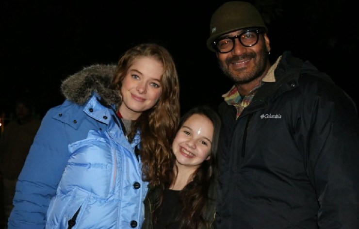 Ajay Devgn with Abigail Eames on the sets of Shivaay