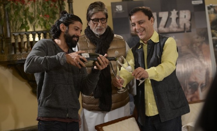 Amitabh, Farhan, Vidhu Vinod Chopra at Wazir Success media meet