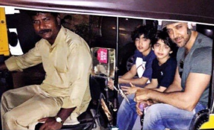 Hrithik's auto ride with Hrehaan and Hridhaan Roshan