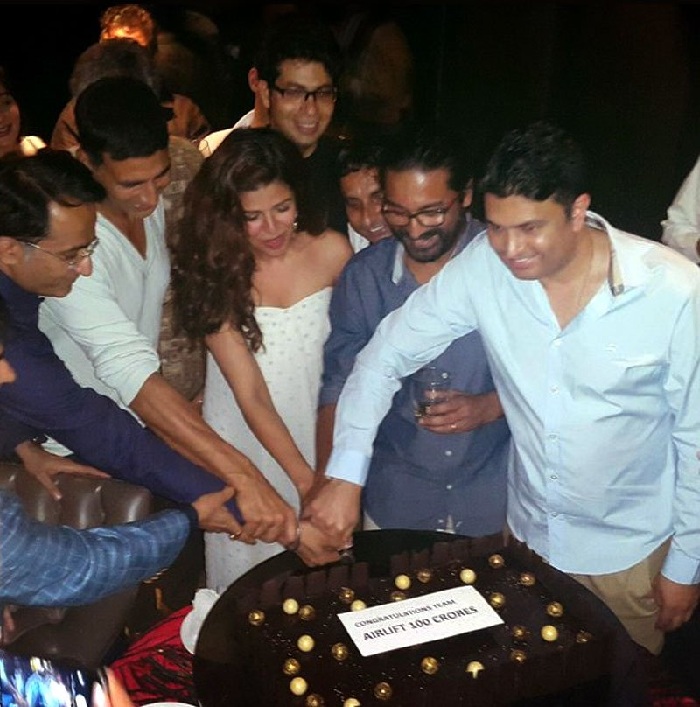 Akshay, Nimrat celebrate as Airlift joins 100 crore club