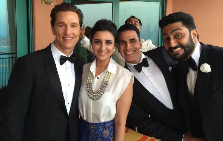 Parineeti Chopra and Abhishek Bachchan with Akshay Kumar