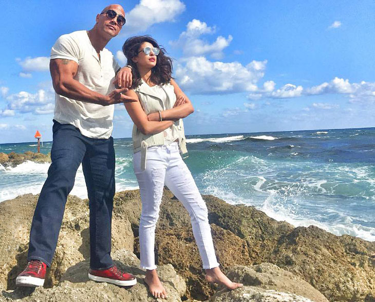 Priyanka Chopra with Costar Dwayne The Rock Johnson