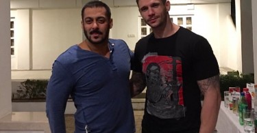 Salman Khan with Drew Neal on the sets of Sultan