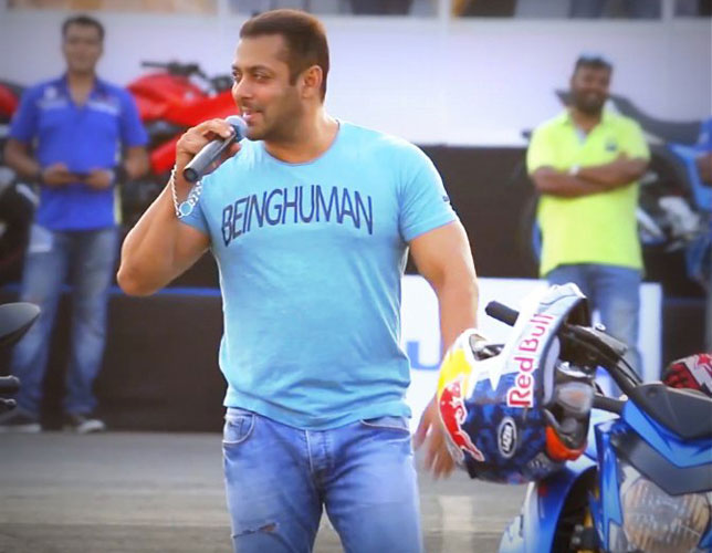 Salman Khan at a bike stunt event
