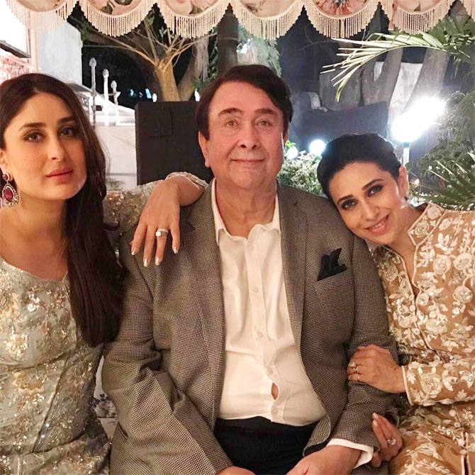 Kareena, Karisma celebrate dad Randhir's birthday