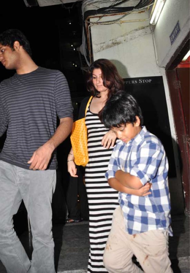 Heavily Pregnant Twinkle Khanna at a theater
