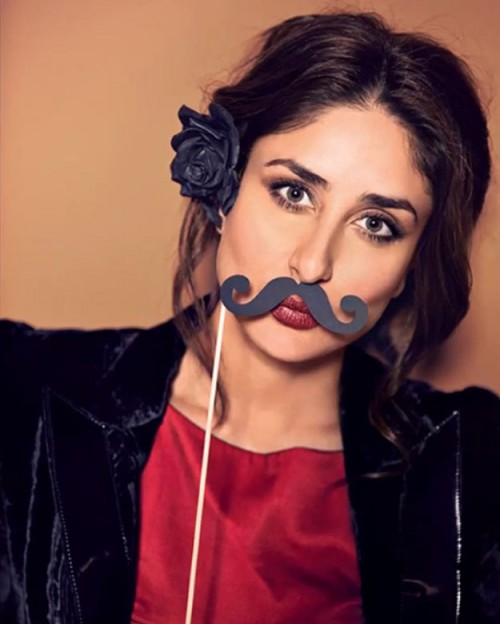 Kareena with a fake moustache - look quite funny?