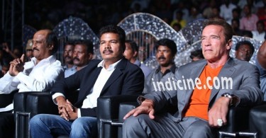 Rajinikanth, Shankar and Arnold Schwarzenegger at I music launch