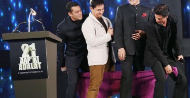 Salman, Aamir and Shahrukh together with Rajat Sharma