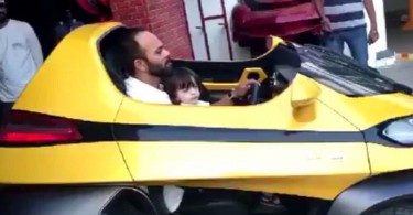 AbRam enjoys the ride with Rohit Shetty on the sets of Dilwale