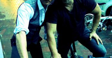 Shahrukh Khan cycling with Salman Khan